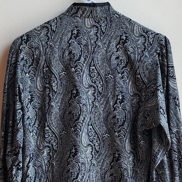 Jaeger Vintage 100% Wool Paisley Button Down Shirt Size Small - Picture 15 of 16